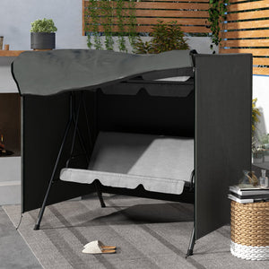 3 Seater 600D Oxford Patio Swing Chair Cover Outdoor Garden Furniture Rain Protection Protector Waterproof Anti-UV, 177 x 114 x 152cm, Dark Grey