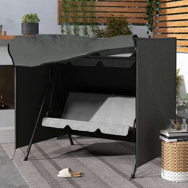 3 Seater 600D Oxford Patio Swing Chair Cover Outdoor Garden Furniture Rain Protection Protector Waterproof Anti-UV, 177 x 114 x 152cm, Dark Grey