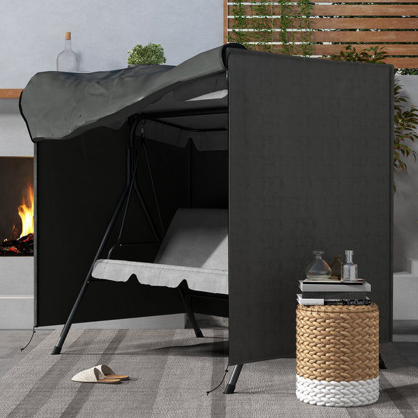 3 Seater 600D Oxford Patio Swing Chair Cover Outdoor Garden Furniture Rain Protection Protector Waterproof Anti-UV, 177 x 114 x 152cm, Dark Grey