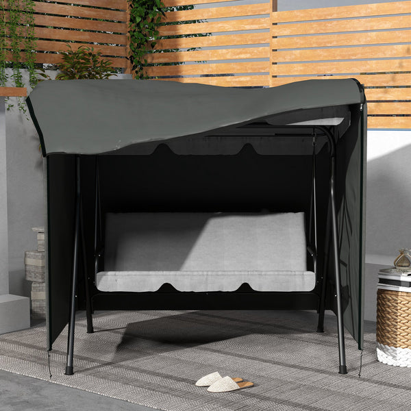 3 Seater 600D Oxford Patio Swing Chair Cover Outdoor Garden Furniture Rain Protection Protector Waterproof Anti-UV, 177 x 114 x 152cm, Dark Grey