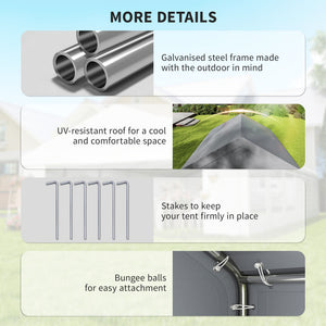 3 x 3 m Heavy Duty Garden Gazebo with Sides and 4 Weight Bags, Marquee Party Tent with Windows, All Weather Canopy for Camping, Festivals and Weddings, Grey