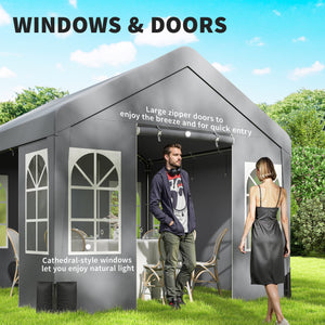3 x 3 m Heavy Duty Garden Gazebo with Sides and 4 Weight Bags, Marquee Party Tent with Windows, All Weather Canopy for Camping, Festivals and Weddings, Grey