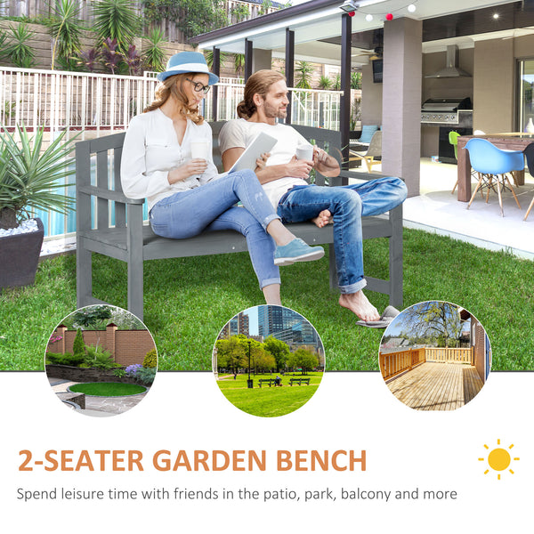 4.7Ft Garden Bench, 2 Seater Outdoor Patio Seat with Slatted Design for Park, Yard, Indoor, Grey