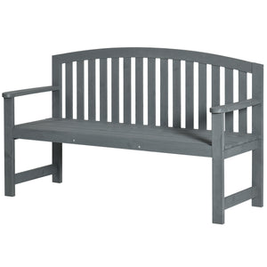 4.7Ft Garden Bench, 2 Seater Outdoor Patio Seat with Slatted Design for Park, Yard, Indoor, Grey