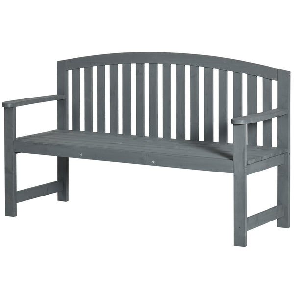 4.7Ft Garden Bench, 2 Seater Outdoor Patio Seat with Slatted Design for Park, Yard, Indoor, Grey