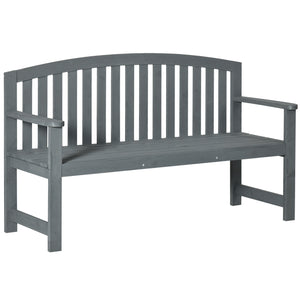 4.7Ft Garden Bench, 2 Seater Outdoor Patio Seat with Slatted Design for Park, Yard, Indoor, Grey