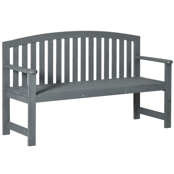 4.7Ft Garden Bench, 2 Seater Outdoor Patio Seat with Slatted Design for Park, Yard, Indoor, Grey