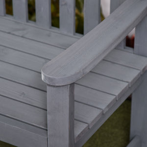4.7Ft Garden Bench, 2 Seater Outdoor Patio Seat with Slatted Design for Park, Yard, Indoor, Grey