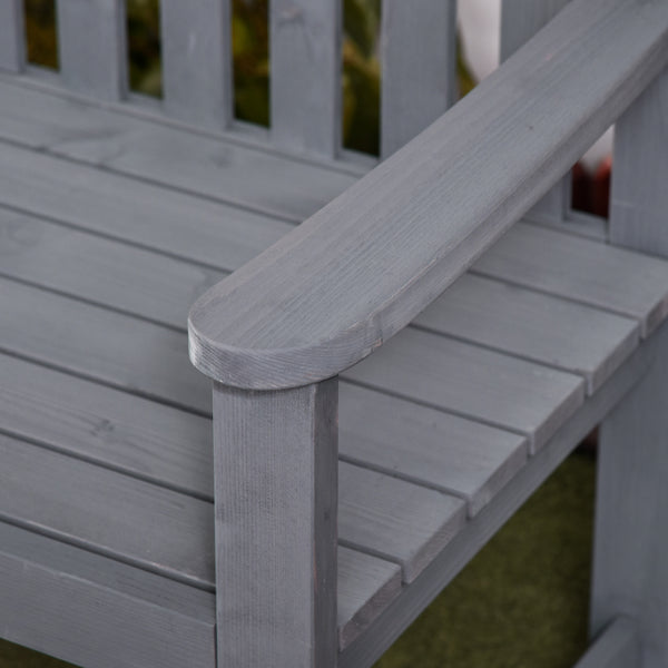 4.7Ft Garden Bench, 2 Seater Outdoor Patio Seat with Slatted Design for Park, Yard, Indoor, Grey