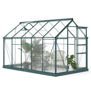 BloomGreen 6' x 10' Greenhouse with Rain Gutter and Roof Vent Dark Green