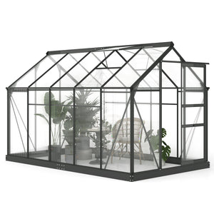 BloomGreen 6' x 10' Greenhouse with Rain Gutter and Roof Vent Gray