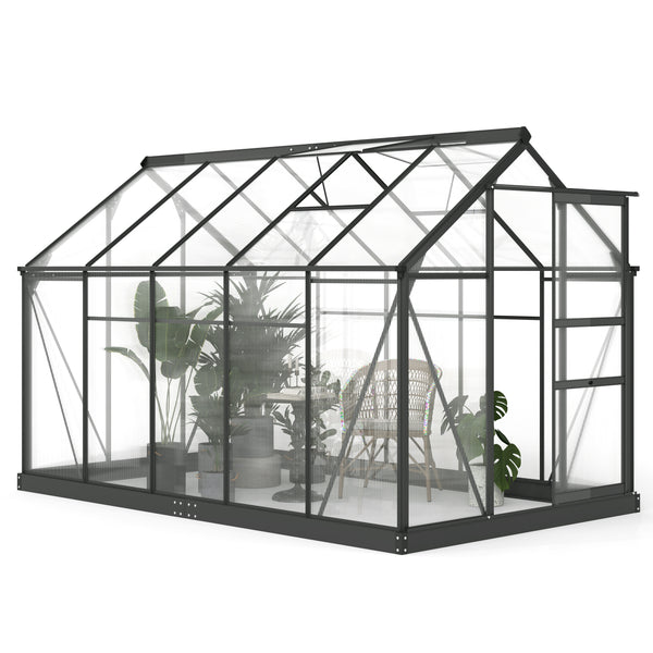 BloomGreen 6' x 10' Greenhouse with Rain Gutter and Roof Vent Gray