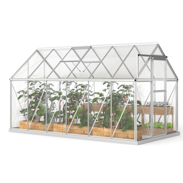 BloomGreen 12' x 6' Greenhouse with Adjustable Roof Vent Silver