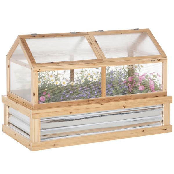 NookGrow Extend Garden Bed with Greenhouse, 48" x 24" x 32", Natural