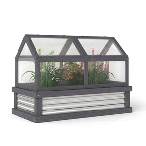 NookGrow Extend Garden Bed with Greenhouse, 48" x 24" x 32", Gray