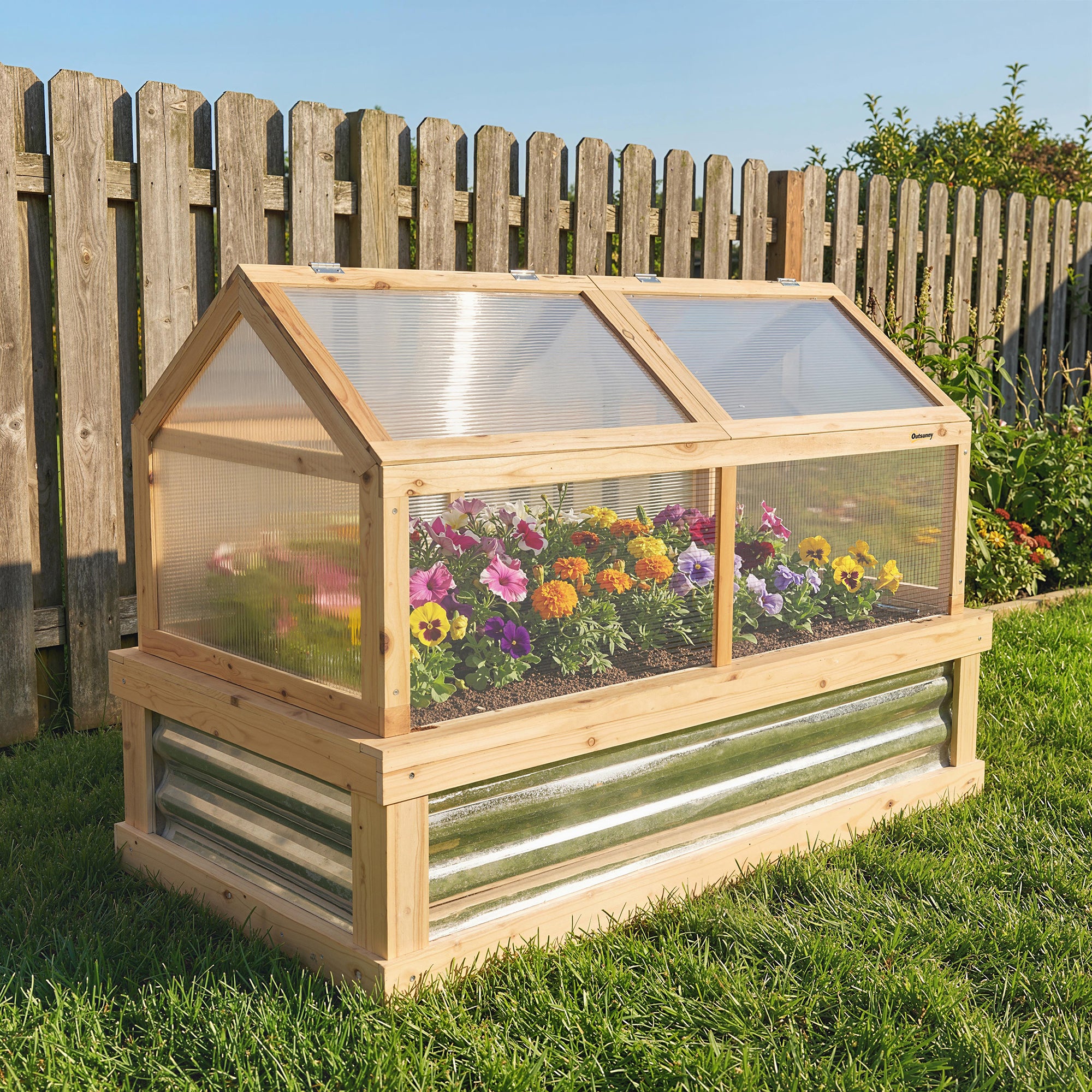 Outsunny NookGrow Extend Garden Bed with Greenhouse, 48