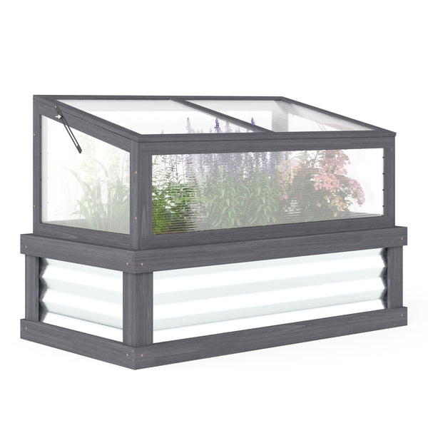 NookGrow Elevated Garden Bed with Lean to Roof, 41" x 22.5" x 28.25", Gray