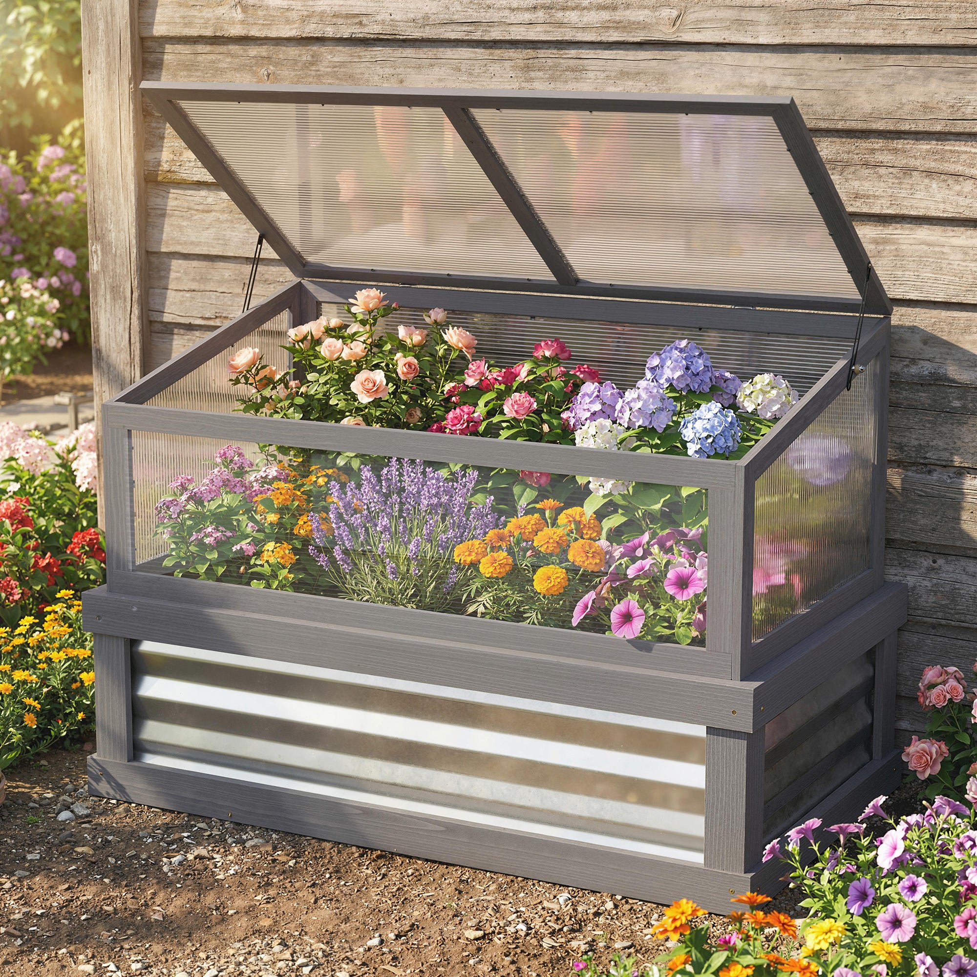 NookGrow Raised Garden Bed with Lean-to Roof | Outsunny