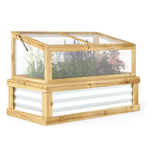 NookGrow Raised Garden Bed with Lean to Roof, 41" x 22.5" x 28.25", Natural