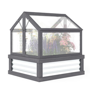 NookGrow Peak Garden Bed with Planter Protection, 35.5" x 31.5" x 36", Gray