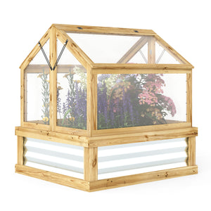 NookGrow Raised Garden Bed with Planter Protection, 35.5" x 31.5" x 36", Natural