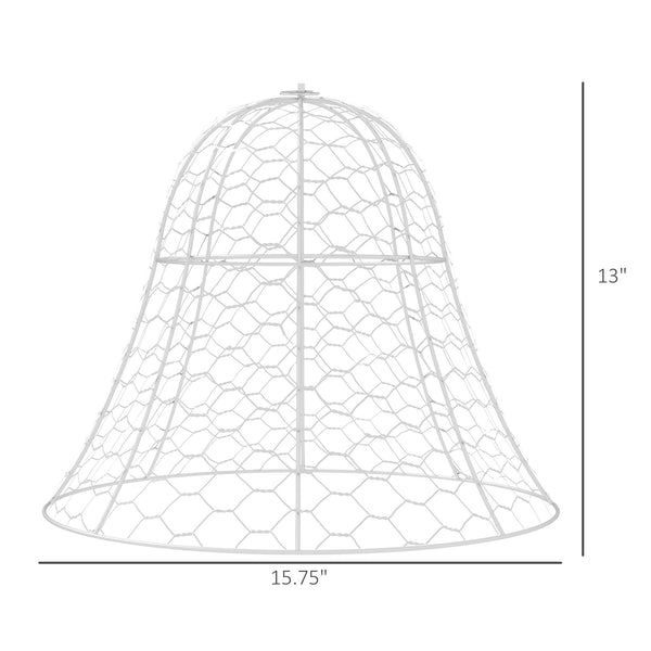 Outsunny Garden Chicken Wire Cloche, 16" x 13" Stackable Animal Plant Protectors, 6 Pack of Metal Crop Cages to Keep Animals Out, White