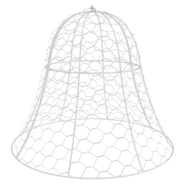 Outsunny Garden Chicken Wire Cloche, 16" x 13" Stackable Animal Plant Protectors, 6 Pack of Metal Crop Cages to Keep Animals Out, White