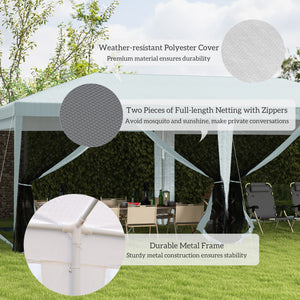 Outsunny 10' x 20' Party Tent, Outdoor Wedding Canopy & Gazebo with Removable Sidewalls, Shade Shelter for Events, BBQs, White