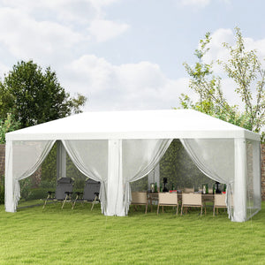 Outsunny 10' x 20' Party Tent, Outdoor Wedding Canopy & Gazebo with Removable Sidewalls, Shade Shelter for Events, BBQs, White