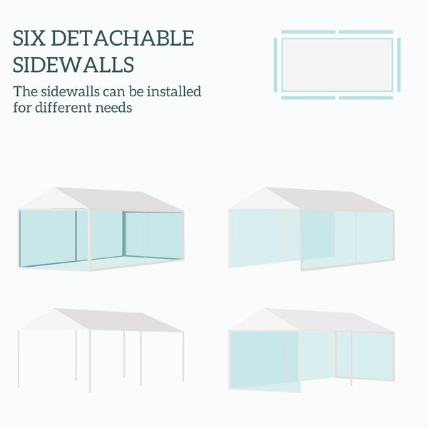 Outsunny 10' x 20' Party Tent, Outdoor Wedding Canopy & Gazebo with Removable Sidewalls, Shade Shelter for Events, BBQs, White