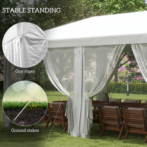 Outsunny 10' x 20' Party Tent, Outdoor Wedding Canopy & Gazebo with Removable Sidewalls, Shade Shelter for Events, BBQs, White