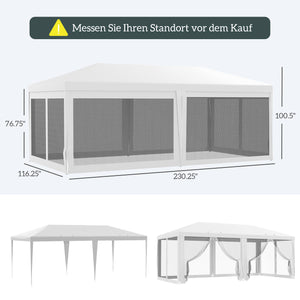 Outsunny 10' x 20' Party Tent, Outdoor Wedding Canopy & Gazebo with Removable Sidewalls, Shade Shelter for Events, BBQs, White