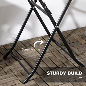 Folding Outdoor Coffee Table, 23.6" Round Outdoor Patio Table with Wood-Effect HDPE Top and Steel Frame for Balcony, Garden, Backyard, Dark Grey