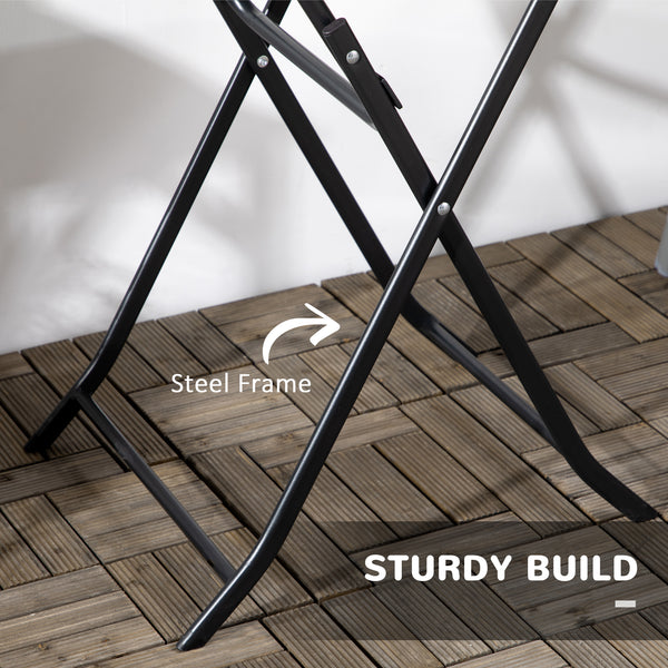 Folding Outdoor Coffee Table, 23.6" Round Outdoor Patio Table with Wood-Effect HDPE Top and Steel Frame for Balcony, Garden, Backyard, Dark Grey