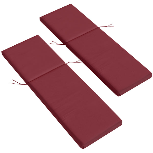 2-Piece Patio Chair Cushions Pillows, Seat Replacement Patio Cushions Set with Ties for Indoor Outdoor Garden Furniture, Wine Red