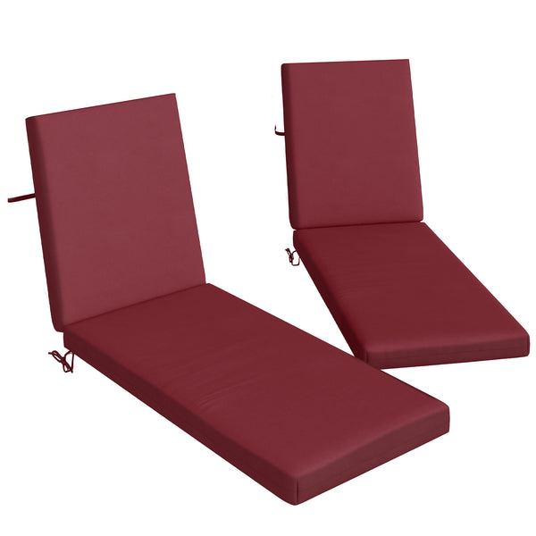 2-Piece Patio Chair Cushions Pillows, Seat Replacement Patio Cushions Set with Ties for Indoor Outdoor Garden Furniture, Wine Red