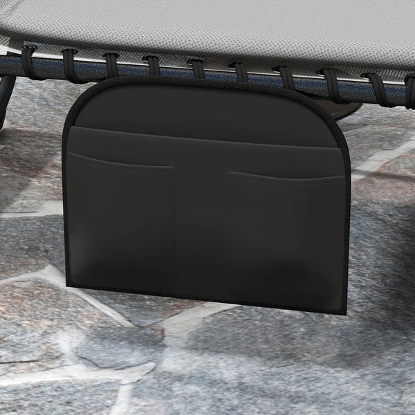 Folding Sun Loungers Set of 2, Recliner Garden Chairs with Quick Drying Pad Headrest Side Pocket, Garden Sun Loungers for Beach Pool, Light Grey