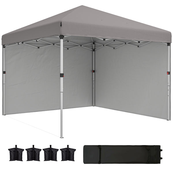 10' x 10' Pop Up Canopy Tent with Removable Sidewalls, Instant Shelter with Portable Roller Bag, 4 Sand Bags, Adjustable Height for Outdoor, Garden, Patio, Light Grey