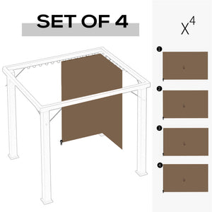 Outsunny 10' x 10' Universal Gazebo Sidewall Set with Panels, Hooks and C-Rings Included for Pergolas and Cabanas, Brown