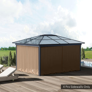 Outsunny 10' x 10' Universal Gazebo Sidewall Set with Panels, Hooks and C-Rings Included for Pergolas and Cabanas, Brown