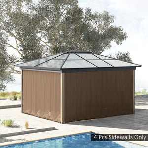 Outsunny 10' x 10' Universal Gazebo Sidewall Set with Panels, Hooks and C-Rings Included for Pergolas and Cabanas, Brown