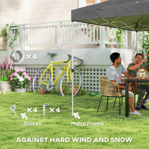 9.8' x 9.8' Pop Up Canopy, Waterproof Canopy Tent for Parties, Garden, BBQs, Easy Setup Instant Shelter and Garden Gazebo with Carrying Bag, Stakes and Ropes, Dark Grey