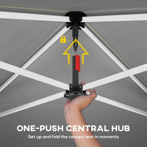 9.8' x 9.8' Pop Up Canopy, Waterproof Canopy Tent for Parties, Garden, BBQs, Easy Setup Instant Shelter and Garden Gazebo with Carrying Bag, Stakes and Ropes, Dark Grey