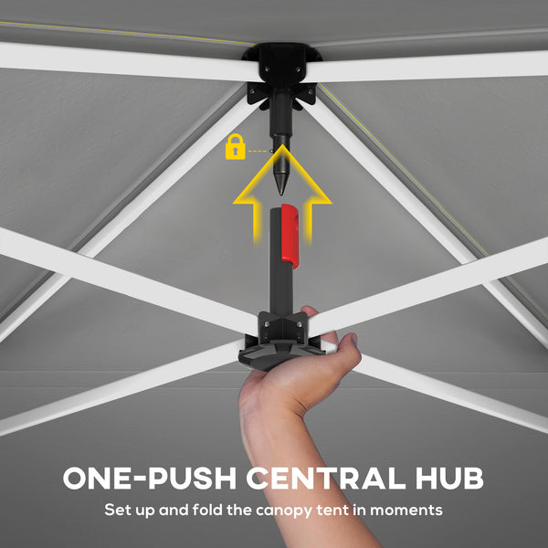 9.8' x 9.8' Pop Up Canopy, Waterproof Canopy Tent for Parties, Garden, BBQs, Easy Setup Instant Shelter and Garden Gazebo with Carrying Bag, Stakes and Ropes, Dark Grey