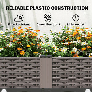 Raised Garden Bed with Arch Trellis, Raised Bed for Garden on Wheels with Side Trellis, Self Watering Outdoor Planter Box with Drainage Holes, Drain Plugs for Climbing Plants, Flowers, Herbs