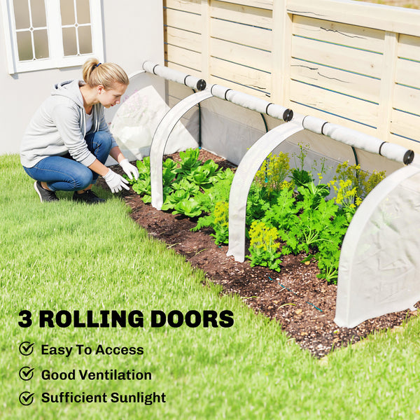 10' x 3' x 2.5' Mini Greenhouse, Portable Tunnel Green House with Roll-Up Zippered Doors, UV Waterproof Cover, Steel Frame, White
