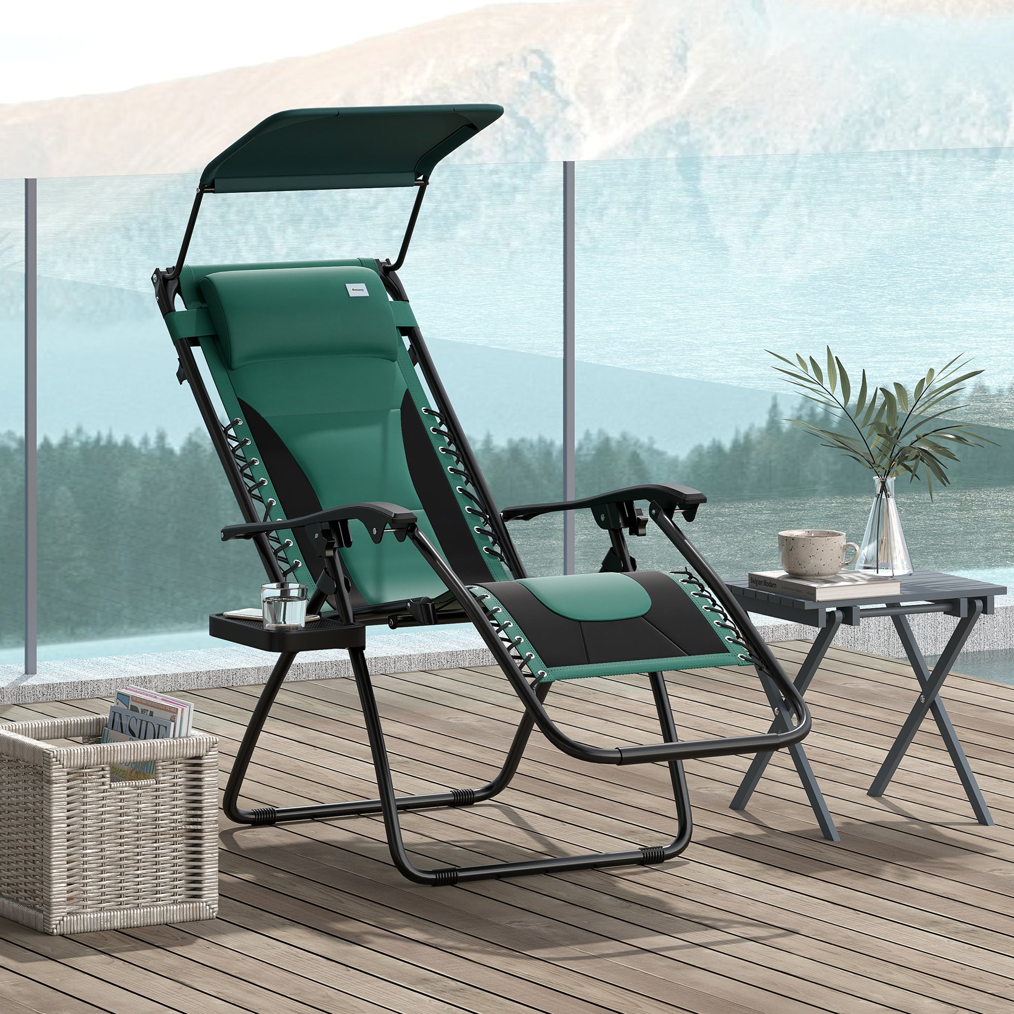 Garden Furniture Folding Reclining Patio Chairs PHI VILLA Grey