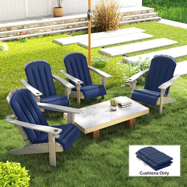 Adirondack Chair Cushion Set of 4, Outdoor Chair Cushions with Ties, 25D High-Density Foam, High Back Patio Chair Cushions, Fade Resistant for Patio Furniture, 49" x 20" x 2", Navy Blue