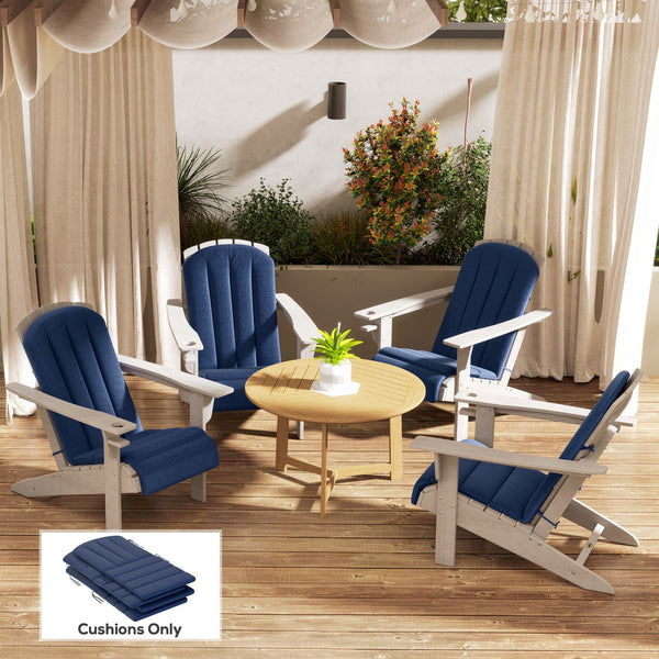Adirondack Chair Cushion Set of 4, Outdoor Chair Cushions with Ties, 25D High-Density Foam, High Back Patio Chair Cushions, Fade Resistant for Patio Furniture, 49" x 20" x 2", Navy Blue