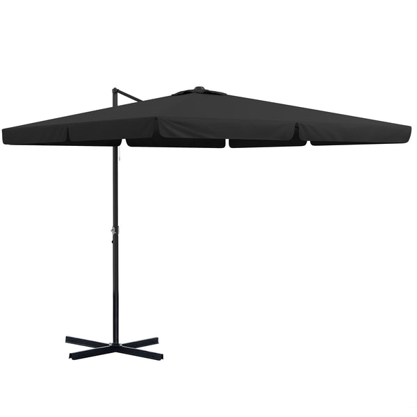 Outsunny 10' Cantilever Patio Umbrella, Square Offset Umbrella with Tilt, Crank, Cross Base, Aluminum Pole and Air Vent, Hanging Umbrella for Garden, Pool, Backyard, Gray